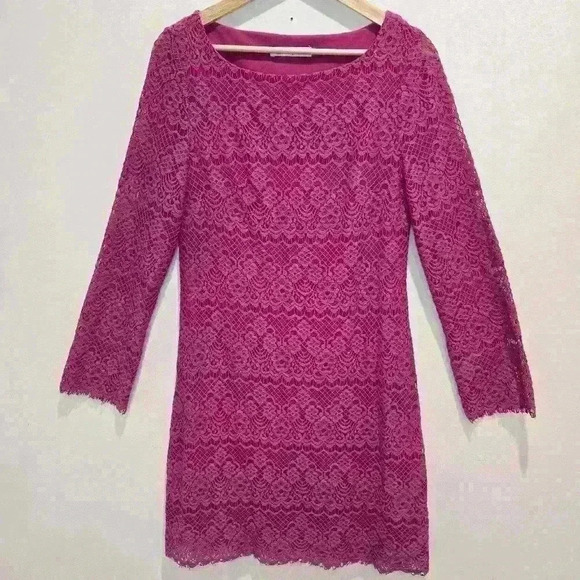 Laundry by Design Fuschia Bodycon Long Sleeve Dress Sz 8 Party/Cocktail - Picture 1 of 9